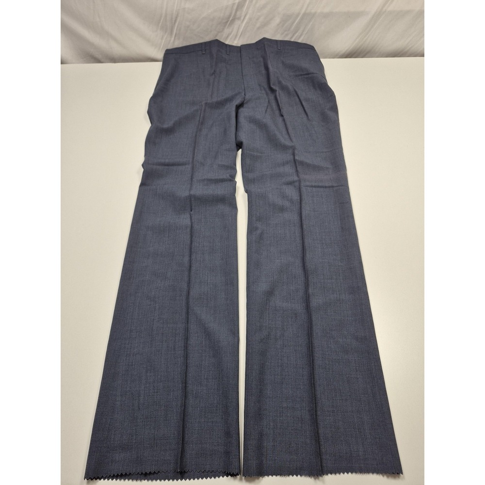 VTG Racquet Club Dress Pants Mens 46x36 Blue Poly Wool Flat Front Unhemmed USA